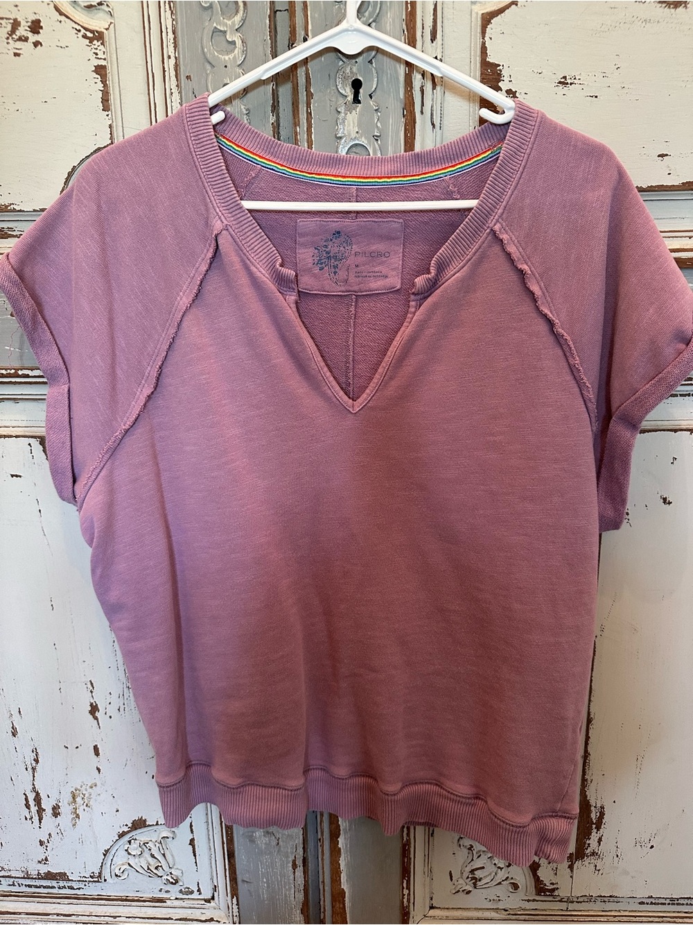 Pilcro Anthropologie Purple Short Sleeve Sweatshirt size women’s medium